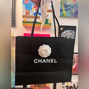 Chanel Shoppjng bag with white flower